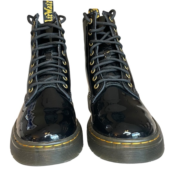 NWOB Women's Dr. Martens Black Patent Leather Combat Boots Full Lace Up Size 7 - Picture 4 of 16